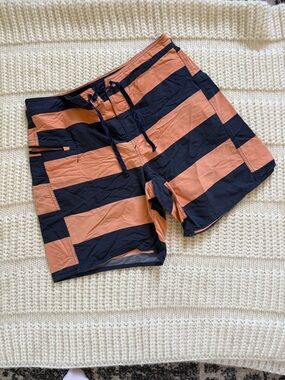 Patagonia Orange and Black Blue Stripe Board Shorts - Men’s Size 33